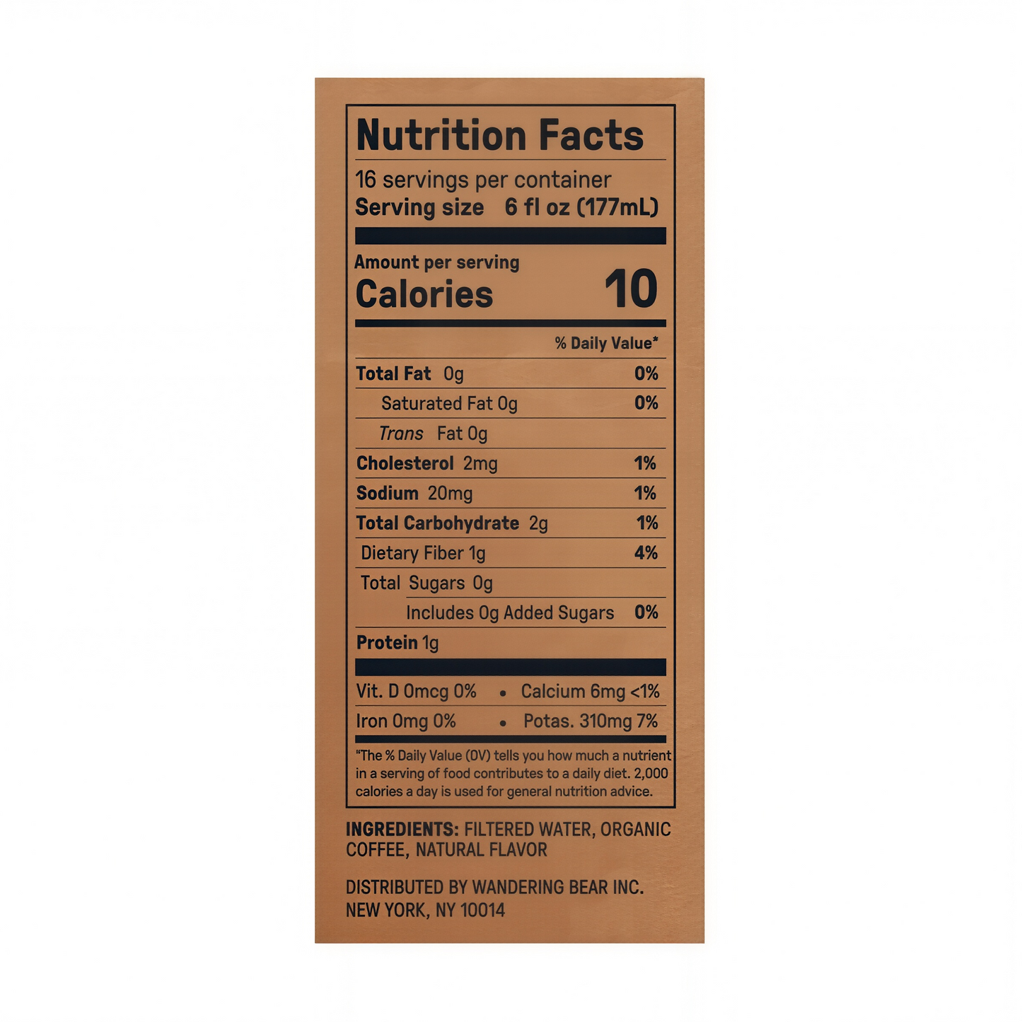 Wandering Bear Straight Black Organic Cold Brew Coffee On Tap 96 oz