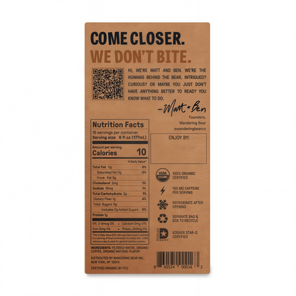 Wandering Bear Straight Black Organic Cold Brew Coffee On Tap 96 oz
